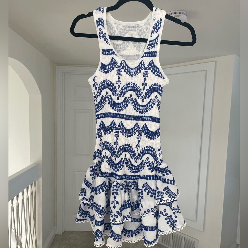Commense Embroidered, Ruffled Sleeveless Dress, XS